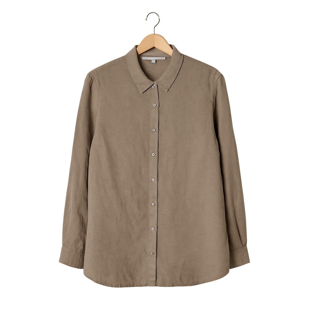 J. Jill 100%‎ Linen Button Up Shirt XL Taupe Brown Neutral Minimalist Coastal M